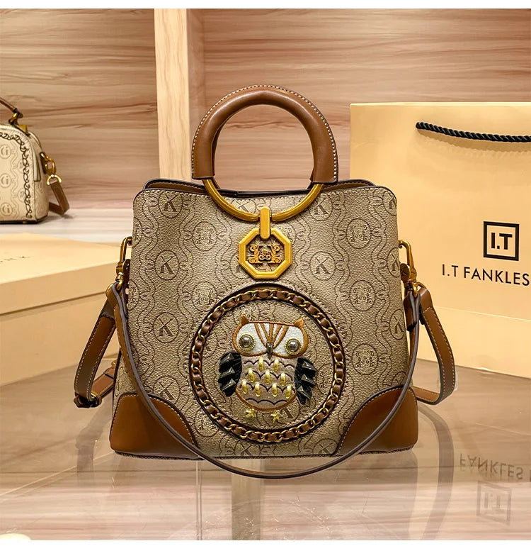 Women's handbag, genuine leather carrying bucket bag, new 2025 high-end design, fashionable single shoulder crossbody bag