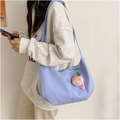 Casual Nylon Womens Shoulder Bag Korean Fashion Simple College Style Crossbody Bag Large Capacity Designer Ladies Handbag Purse