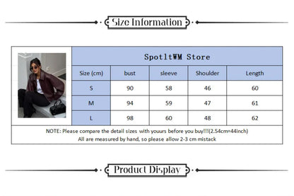 Burgundy PU Leather Lapel Jacket