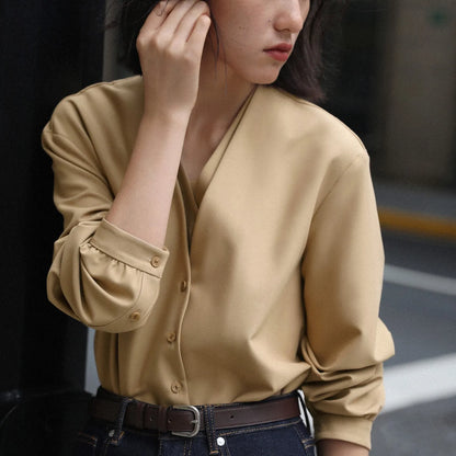 Women Spring White Blouses Fake Two Pieces Design V-Necl Womens Tops And Blouses Fashion Casual Shirt Blusas Roupa Feminina
