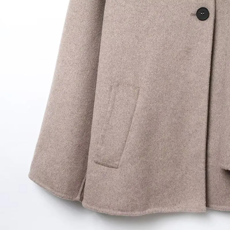 2025 New Autumn and Winter Women's Clothing European and American Fashion Wool Blended Scarf Short Coat Jacket