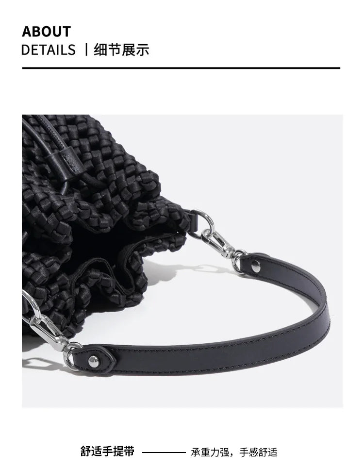 Customized Advanced Handbag Windmill Bucket Bag Handmade Weaving Bag Niche Design Light Luxury Single Shoulder Diagonal Span Bag
