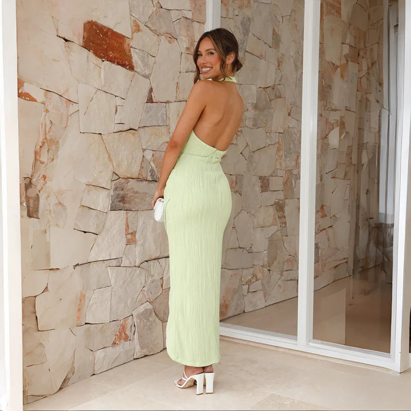 2025 New Fashion Women Summer Halter Backless Long Dress Woman Clothing Evening Party Dresses Casual Sexy Costume Mujer Vestido