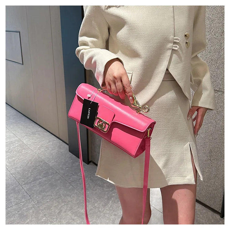 Women's Handbag New Bags For Women Metal Handle Leather Famous Brand Designer Crossbody Fashion Trend Shoulder Bag