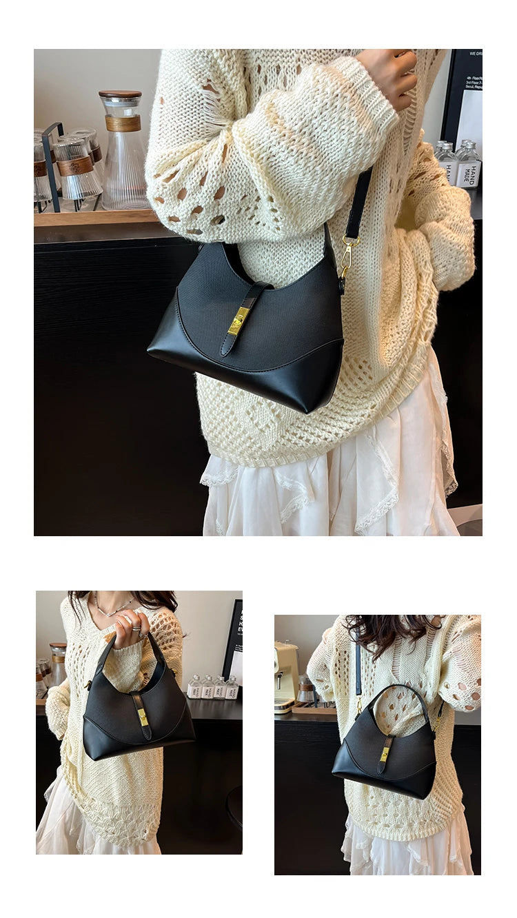 Women's Luxury Leather Fashion Classic Tote Bag Elegant Designer Shoulder Crossbody Handbag For Daily Sophisticated Looks