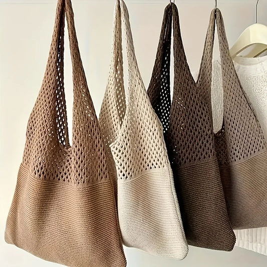 Designer Knitted Handbags For Women Large Capacity Tote Bag Summer Beach Big Purse Casual Hollow Woven Shoulder Bags Female Pack