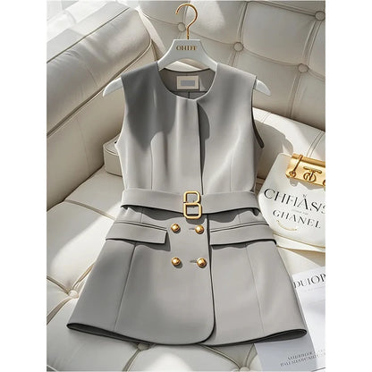 Women Vest Coat 2025 Fashion New Spring Autumn Casual Temperament Sleeveless Ladies Vest Jacket Loose Lady Waistcoat Coat Tops