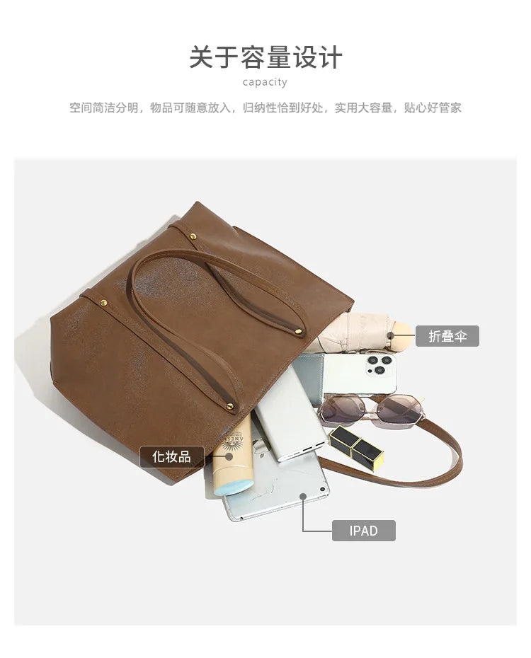 【2025 New】Women's Large Tote Bag Spacious Shoulder Purse, Minimalist Handheld Crossbody, Durable Commuter Work Bag, Lightweight
