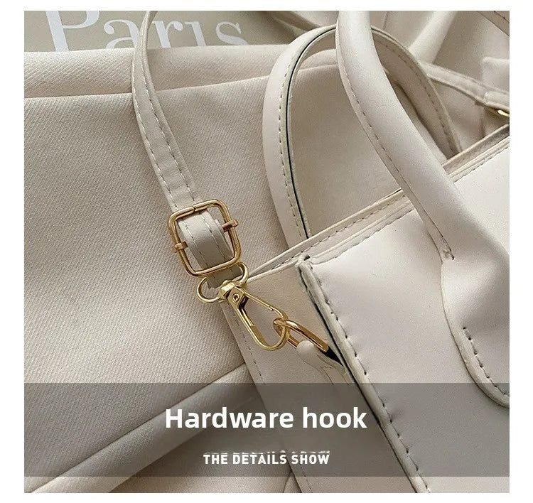 Elegant Black Handbag with Dual Handles, Chic Crossbody Bag, Retro Stylish Tote Small Bag for Women Girls Daily Use, Work, Party