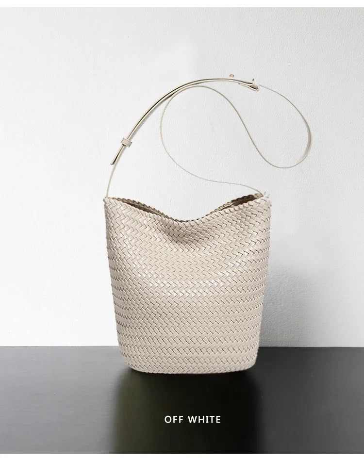 2025 new women's handbag high-end hand-woven large-capacity shoulder tote bag underarm bag crossbody versatile bucket bag