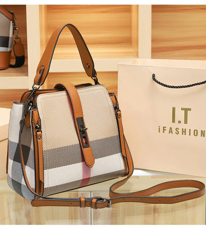 2025 Women's Tote Bag, Luxury Checkered Bucket Purse, Fashionable Shoulder Crossbody Bag, High Quality Handbag for Daily Use