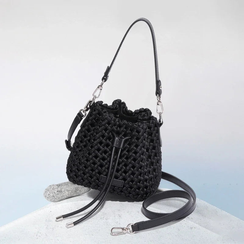 Customized Advanced Handbag Windmill Bucket Bag Handmade Weaving Bag Niche Design Light Luxury Single Shoulder Diagonal Span Bag