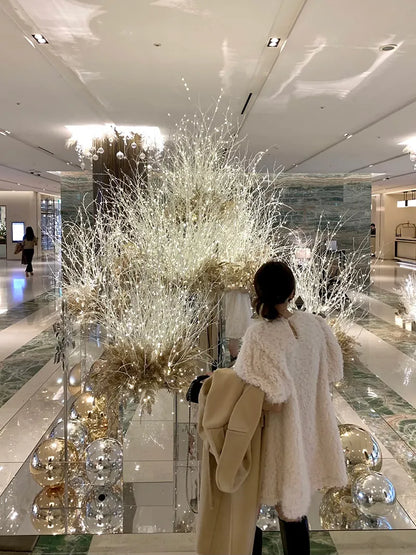 Clothland Women Elegant White Black Fur Dress V Neck Short Sleeve A Line Party Event Club Mini Dresses Vestido QD305