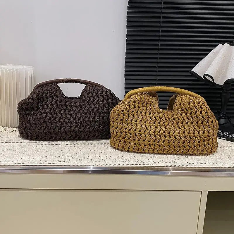 Handbag Fashion Elegant Woven Beach Straw Underarm Bag Versatile Exquisite Shoulder Evening Bags For Women Gifts