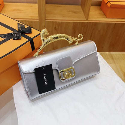 Women's Handbag New Bags For Women Metal Handle Leather Famous Brand Designer Crossbody Fashion Trend Shoulder Bag