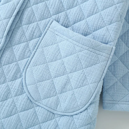 Autumn Winter Women Warm Cotton with Filler Robe Ladies Bathrobe Female Long Sleeve Dressing Gown Robes Simple Home Clothes