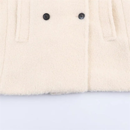 Women's Coat 2025 Autumn New Style White Long-Sleeve Double-Breasted Simple Loose Coat Casual Fashion Versatile