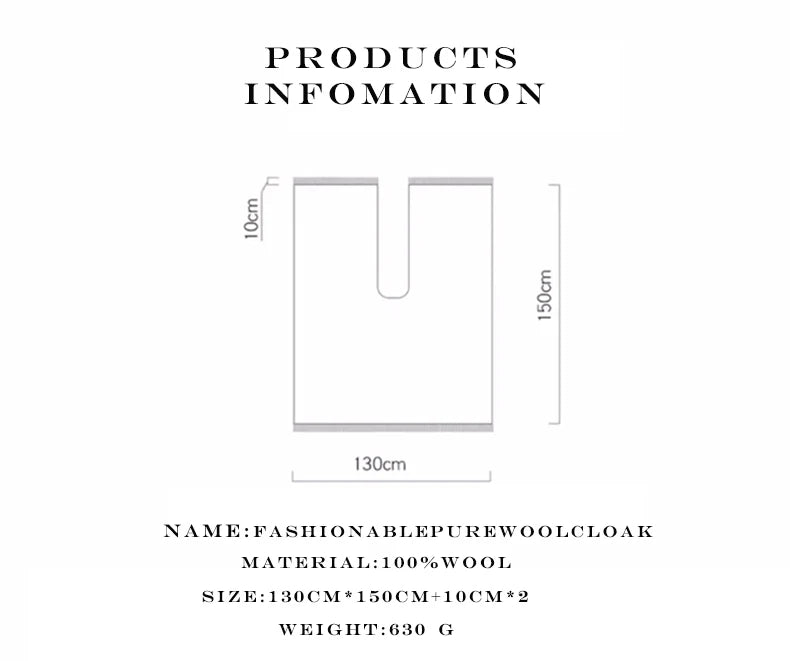 Fashion Clock Women Shawl Sweater 100% Wool Shawl Warm Female Mixed-use Cloak Autumn Winter Scarf French Tassel Cozy Wrap Clothi