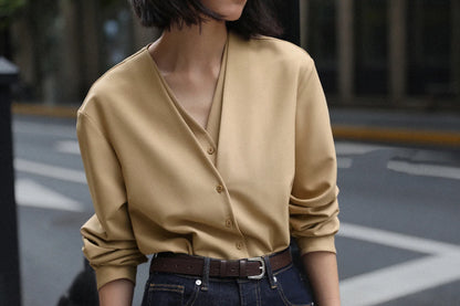 Women Spring White Blouses Fake Two Pieces Design V-Necl Womens Tops And Blouses Fashion Casual Shirt Blusas Roupa Feminina