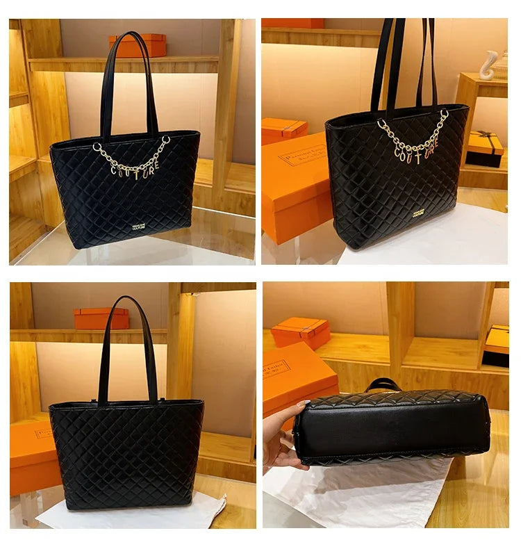 Women's Classic Leather Luxury Shoulder Handbag Elegant Designer Crossbody Tote Bag For Everyday Fashion