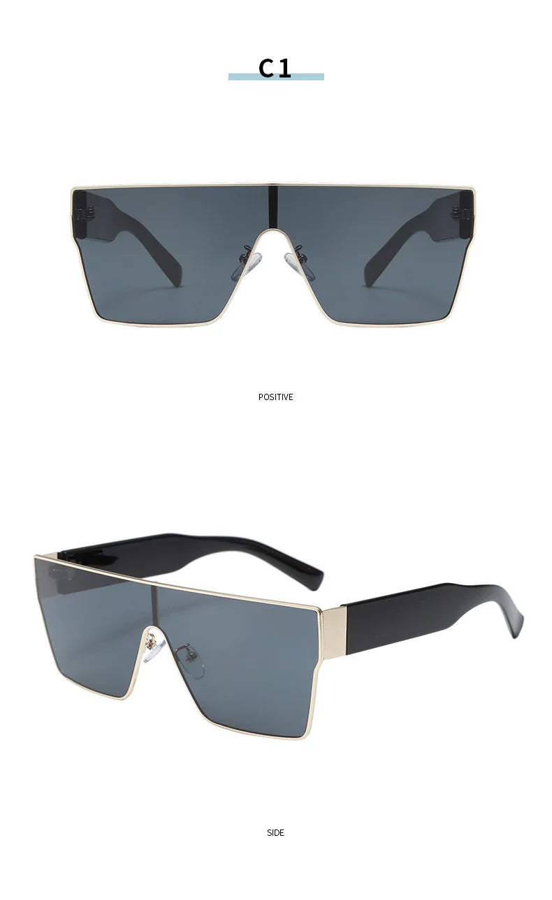 Square Sunglasses Women Men Fashion Trendy Luxury Brand Design One Piece Decoration Sun Glasses Outdoors Travel Driving UV400