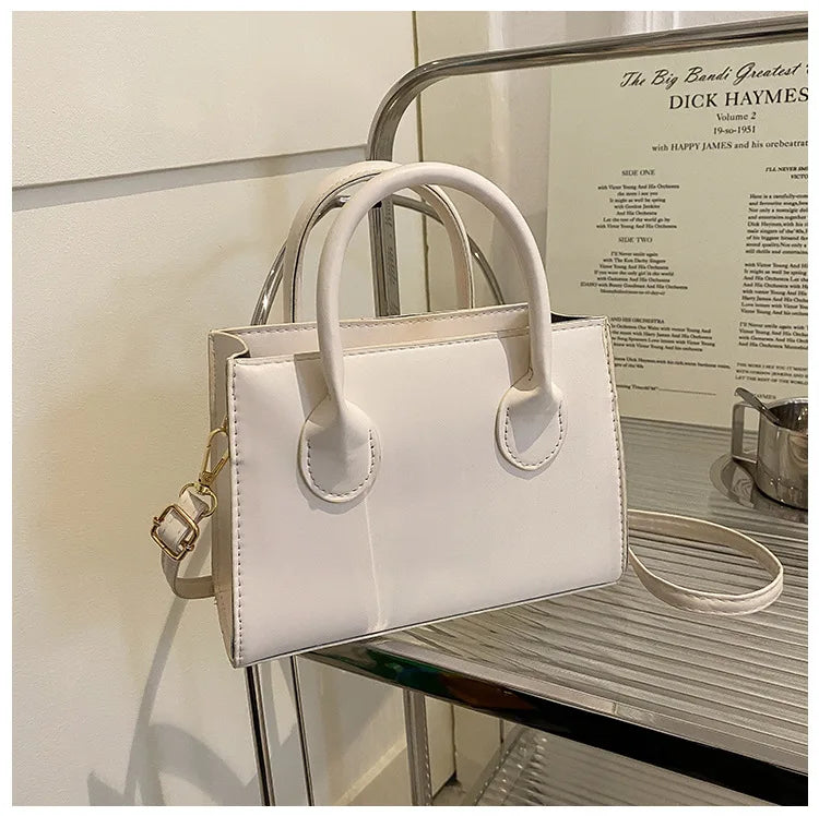 Elegant Black Handbag with Dual Handles, Chic Crossbody Bag, Retro Stylish Tote Small Bag for Women Girls Daily Use, Work, Party