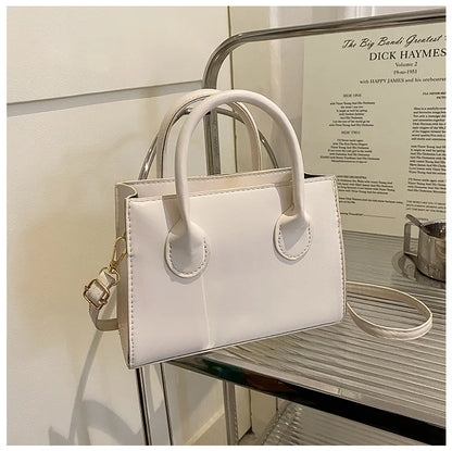 Elegant Black Handbag with Dual Handles, Chic Crossbody Bag, Retro Stylish Tote Small Bag for Women Girls Daily Use, Work, Party