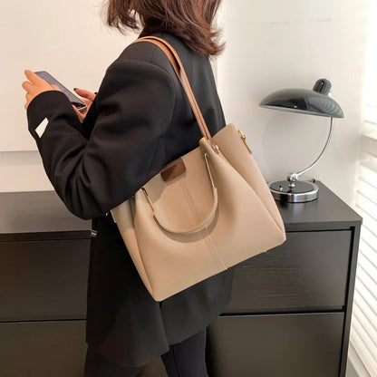 Portable Commuter Women Shoulder Bags Large Capacity Handbag Ladies Fashion Tote Vintage Soft Pu Leather Underarm Bag for Female