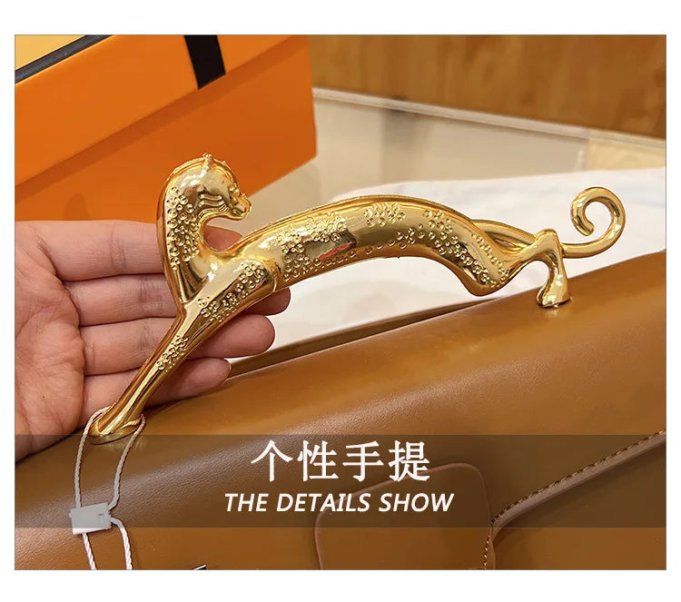 Women's Handbag New Bags For Women Metal Handle Leather Famous Brand Designer Crossbody Fashion Trend Shoulder Bag