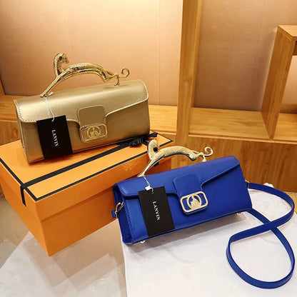 Women's Handbag New Bags For Women Metal Handle Leather Famous Brand Designer Crossbody Fashion Trend Shoulder Bag