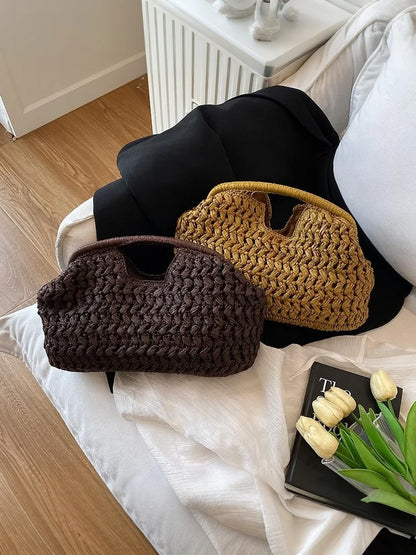 Handbag Fashion Elegant Woven Beach Straw Underarm Bag Versatile Exquisite Shoulder Evening Bags For Women Gifts