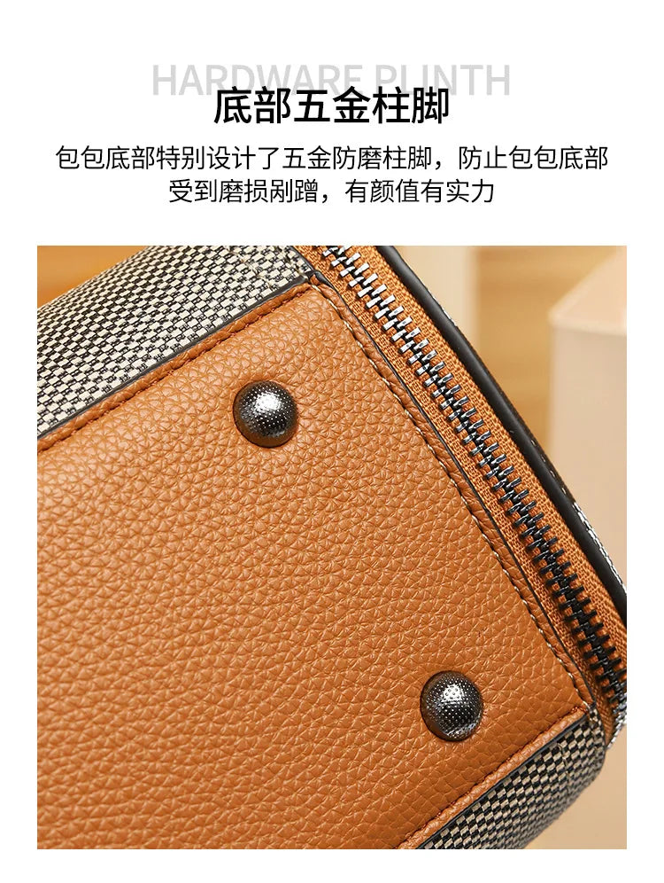 2025 Women's Tote Bag, Luxury Checkered Bucket Purse, Fashionable Shoulder Crossbody Bag, High Quality Handbag for Daily Use