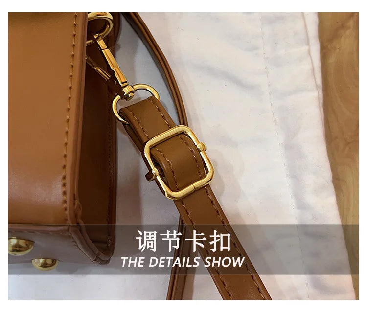 Women's Handbag New Bags For Women Metal Handle Leather Famous Brand Designer Crossbody Fashion Trend Shoulder Bag