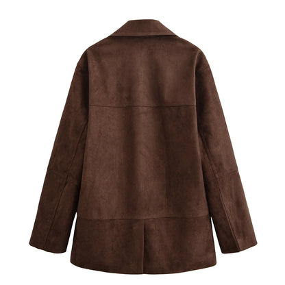 HH Woman's Fashion Coats Solid Turn-Down Collar Long Sleeves Pockets Single Breasted Female Autumn Streetweer Style Jackets