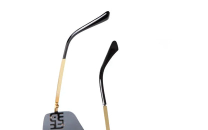 Luxury Metal Rimless Sunglasses Women Brand Design Rivets Letter Rectangle Curved Shades Funky Classic Sun Glasses Female