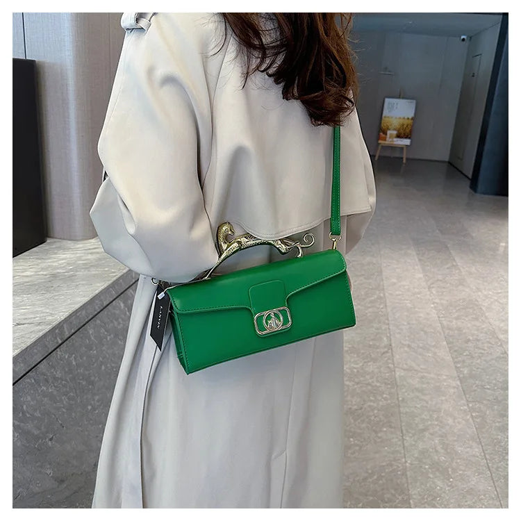 Women's Handbag New Bags For Women Metal Handle Leather Famous Brand Designer Crossbody Fashion Trend Shoulder Bag