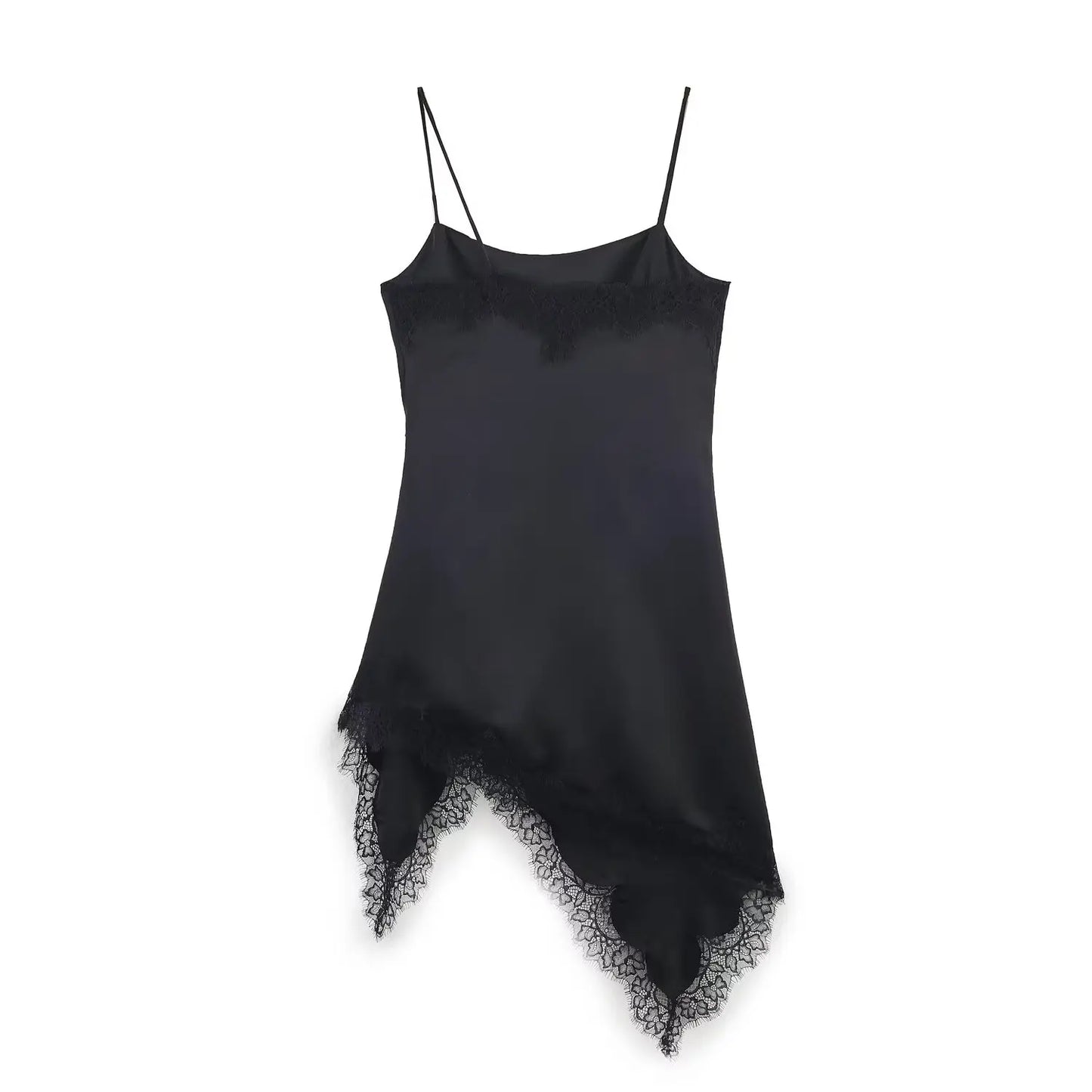 HH Woman Elegant Lace Decoration Camisole Underwear Style Top Female Spring Casual Sleeveless Backless Asymmetry Solid Tops