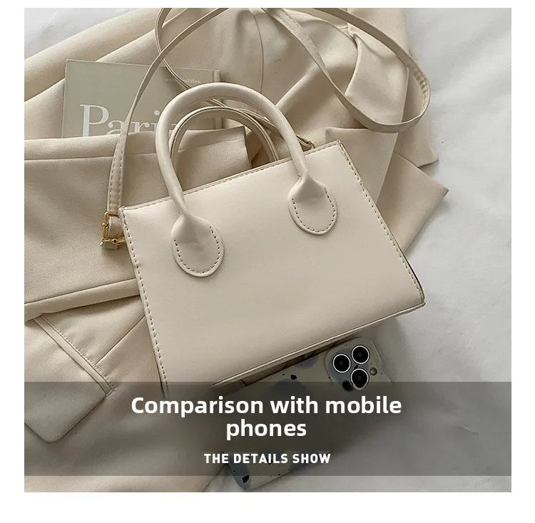 Elegant Black Handbag with Dual Handles, Chic Crossbody Bag, Retro Stylish Tote Small Bag for Women Girls Daily Use, Work, Party