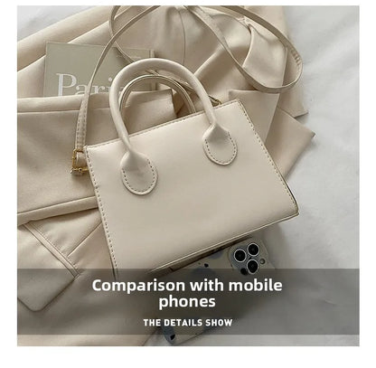 Elegant Black Handbag with Dual Handles, Chic Crossbody Bag, Retro Stylish Tote Small Bag for Women Girls Daily Use, Work, Party