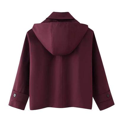 2025 new women's clothing European and American style fashionable design sense lapel bat style short windbreaker