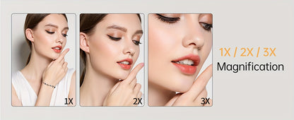 21 LED 2X/3X Magnification Trifold Vanity Makeup Mirror with Touch Dimming - 180° Rotation, Dual Power, Battery Powered, Wireless-Free - FUNTOUCH Lighted Beauty Table Mirror