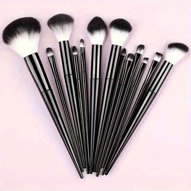 13-Piece Makeup Brush Set, Soft Fluffy Synthetic Bristles, For Foundation, Powder, Eyeshadow, Kabuki & Cosmetic Blending, Includes Beauty Sponge