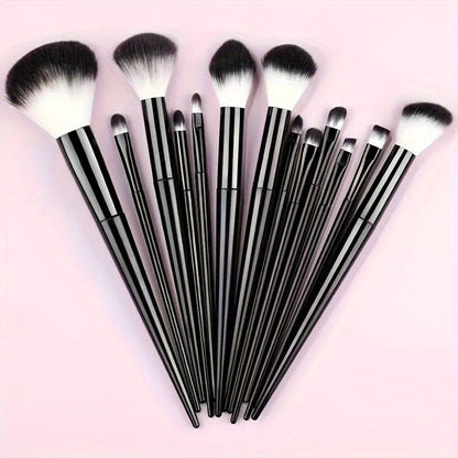 13-Piece Makeup Brush Set, Soft Fluffy Synthetic Bristles, For Foundation, Powder, Eyeshadow, Kabuki & Cosmetic Blending, Includes Beauty Sponge