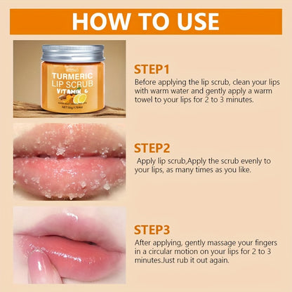 ROZINO Turmeric Lip Scrub - Vitamin C & Honey Infused, Super Moisturizing Pink Lips, Gentle Exfoliation for Soft & Smooth Lips, All Skin Types, Natural Ingredients, Natural Beauty Product | Gentle Exfoliation | Moisturizing I