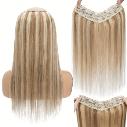 V-Shaped Real Remy Clip In Human Hair Extensions One Piece 3/4 Full Head Weft Straight Hair Human Hair With Seamless Weft Silky Straight For Women