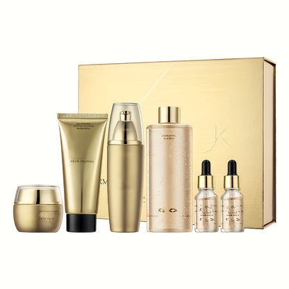 [Hydrating Skin Care] 6pcs Golden Skin Care Set - Hydrating Premium Facial Set For Flawless, Radiant Skin, Care For Delicate Skin, Skin Care Set For Women, Valentine's Day Gift For Her Beauty Kit