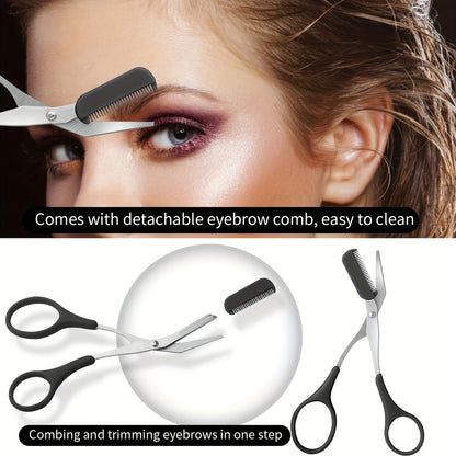 An extraordinary stainless steel eyebrow grooming set, including eyebrow trimmers, combs, tweezers and razors that can be used by both hands, a versatile beauty tool set suitable for both men and women, odorless facial exfoli