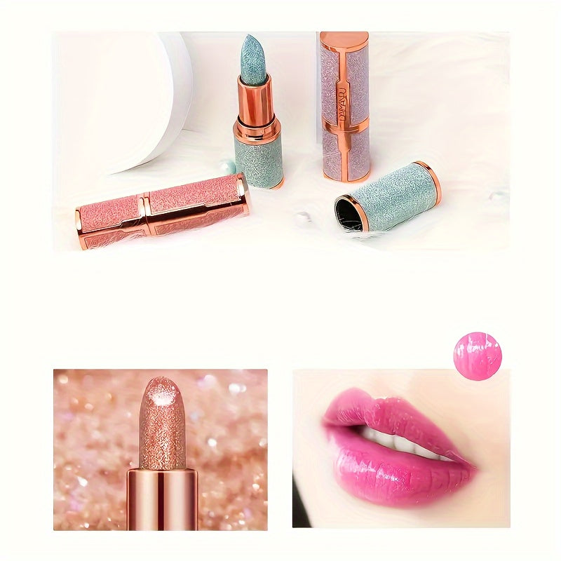 3Pcs Set Glitter Lipstick, Sparkling Lip Balm, Starry Shimmer, Moisturizing Lip Balm, Long-Lasting, Lip Makeup, Beauty Cosmetic For Lustrous & Radiant Lips