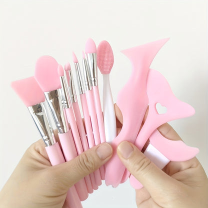 1 set of 11 silicone makeup mask brushes beauty tools + multi-functional eye makeup auxiliary tools nose brush blackhead brush silicone beauty ruler lazy person makeup auxiliary ruler eyelash mascara eyeliner eye shadow block