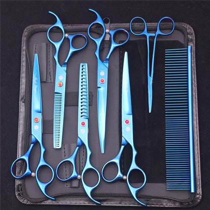 7pcs Professional Pet Grooming Scissors Set - Stainless Steel, Right-Handed Dog Beauty Shears with Thinning & Cutting Options